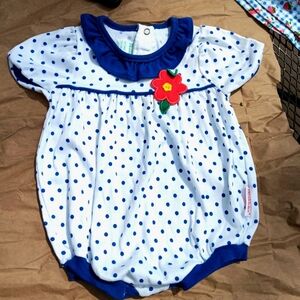 VTG 90s Baby Romper Healthtex Size 18 Months One Piece Polka-dot Embroidered